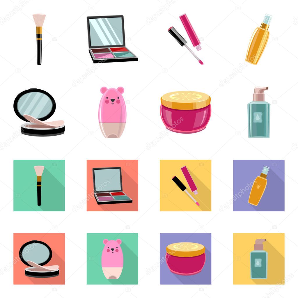 Vector illustration of makeup and product logo. Set of makeup and cosmetology stock vector illustration.