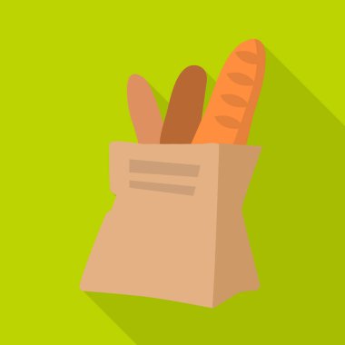 Isolated object of bread and baguette symbol. Collection of bread and bag stock vector illustration.