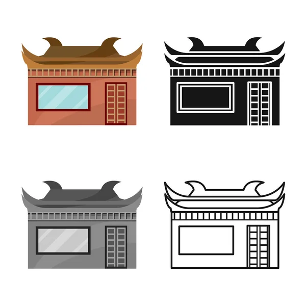 Vektor tervezés templom és hanoi szimbólum. Gyűjteménye templom és vietnámi készlet szimbólum web. — Stock Vector