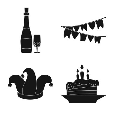 Parti ve Doğum günü simge vektör tasarımı. Web için kutlama ve parti hisse senedi simgesi kümesi.