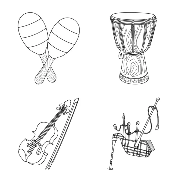 Diseño vectorial de música y sintonía. Conjunto de música y icono de vector de herramienta para stock . — Archivo Imágenes Vectoriales