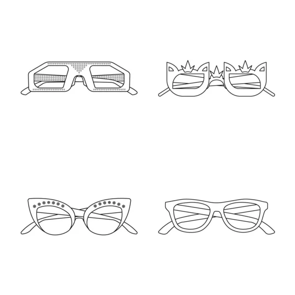 Vector illustration of glasses and sunglasses sign. Collection of glasses and accessory stock symbol for web. — Stock Vector