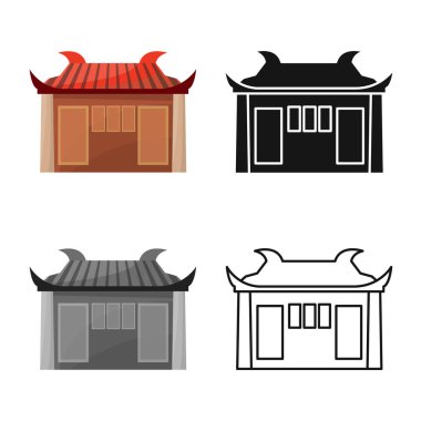 Isolated object of temple and hanoi sign. Collection of temple and vietnamese stock vector illustration.