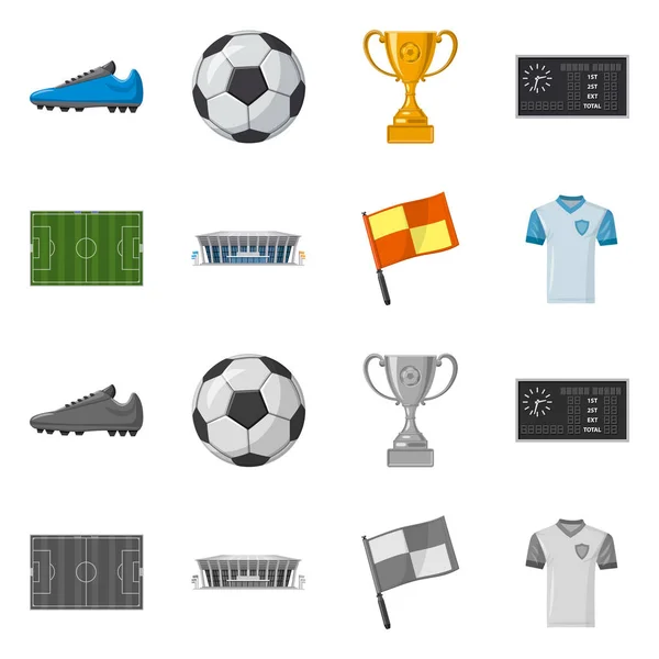 Vektor-Design von Fußball und Getriebe-Ikone. Set von Fußball und Turnier Aktien Vektor Illustration. — Stockvektor