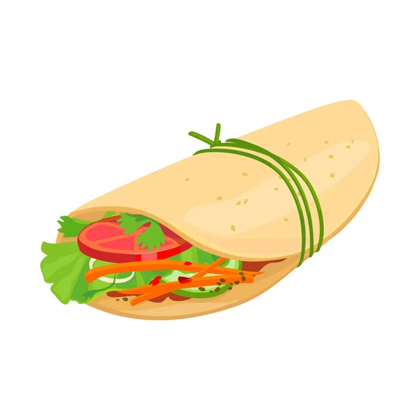 Objeto aislado de shawarma y logotipo de los alimentos. Elemento web de shawarma e icono de vector de jamón para stock . — Vector de stock