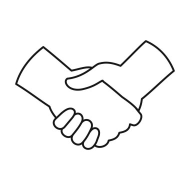 El sıkışma vektörü simgesi. Taslak, çizgi vektörü simgesi beyaz arkaplan tokalaşmasında izole edildi.