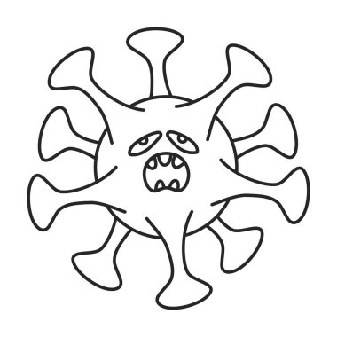 Virüs vektör simgesi bakterisi. Ana hatlar, çizgi vektör simgesi virüsün beyaz arka plan bakterisi üzerinde izole edilmiş. .