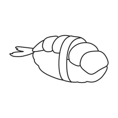 Karides vektör simgesi. Taslak, çizgi vektör simgesi beyaz arkaplan karidesinde izole edildi .