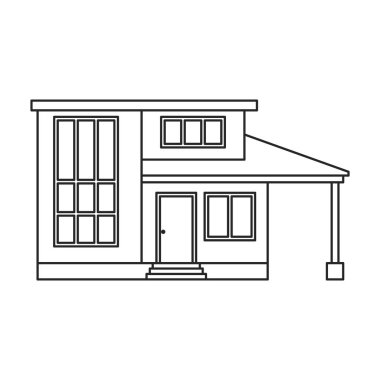Ev vektör simgesi konağı. Ana hatlar, çizgi vektör simgesi beyaz arka plandaki villa üzerinde izole edilmiş. .