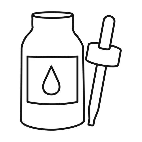 Gotero de icono de vector de botella.Esquema, icono de vector de línea aislado en el gotero de fondo blanco de botella  . — Vector de stock