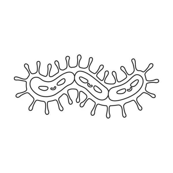 病毒载体象的细菌.从病毒的白色背景细菌中分离出的轮廓、线形载体象 . — 图库矢量图片