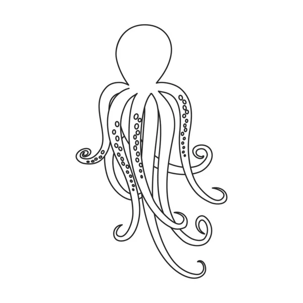 Octopus vector icon.Outline,line vector icon isolated on white background octopus. — Stock Vector