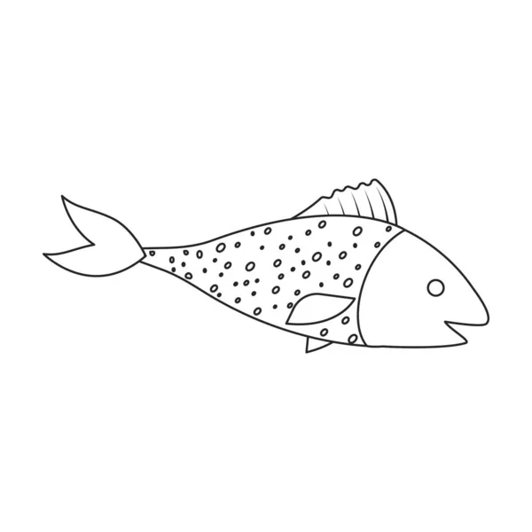 Sea fish vector icon.Outline,line vector icon isolated on white background sea fish. — Stock Vector