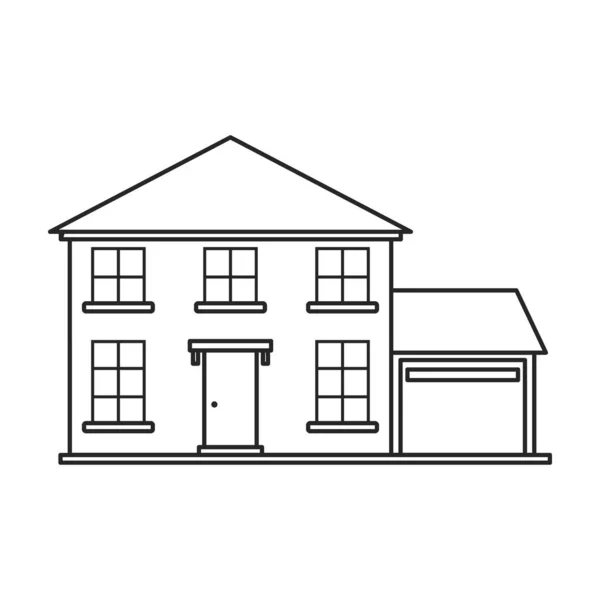 房屋矢量图标.轮廓,线条矢量图标隔离在房屋白色背景的别墅上 . — 图库矢量图片