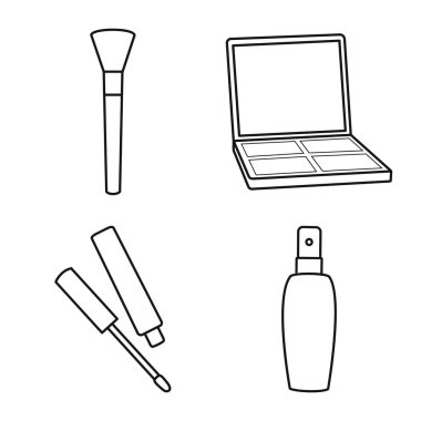 Makyaj ve ürün ikonunun izole edilmiş nesnesi. Makyaj ve kozmetoloji stok vektör çizimi.