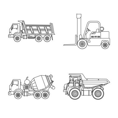 Yapı ve inşaat simgesi yalıtılmış nesne. Hisse senedi için yapı ve makine vektör simge kümesi.