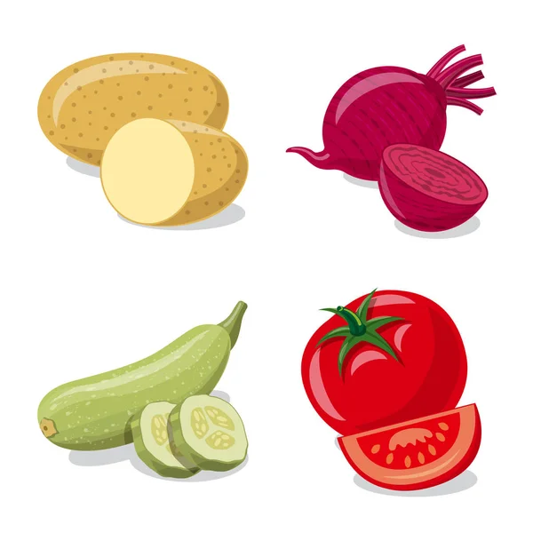 Векторная иллюстрация растительного и фруктового знака. Набор овощных и вегетарианских фондовых символов для паутины . — стоковый вектор