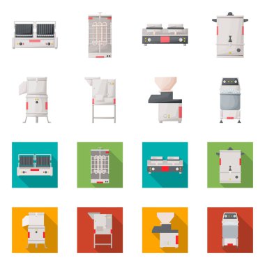 Yerel ve ev aletlerinin logosu izole edilmiş. Stok için yerli ve mobilya vektör simgesi kümesi.