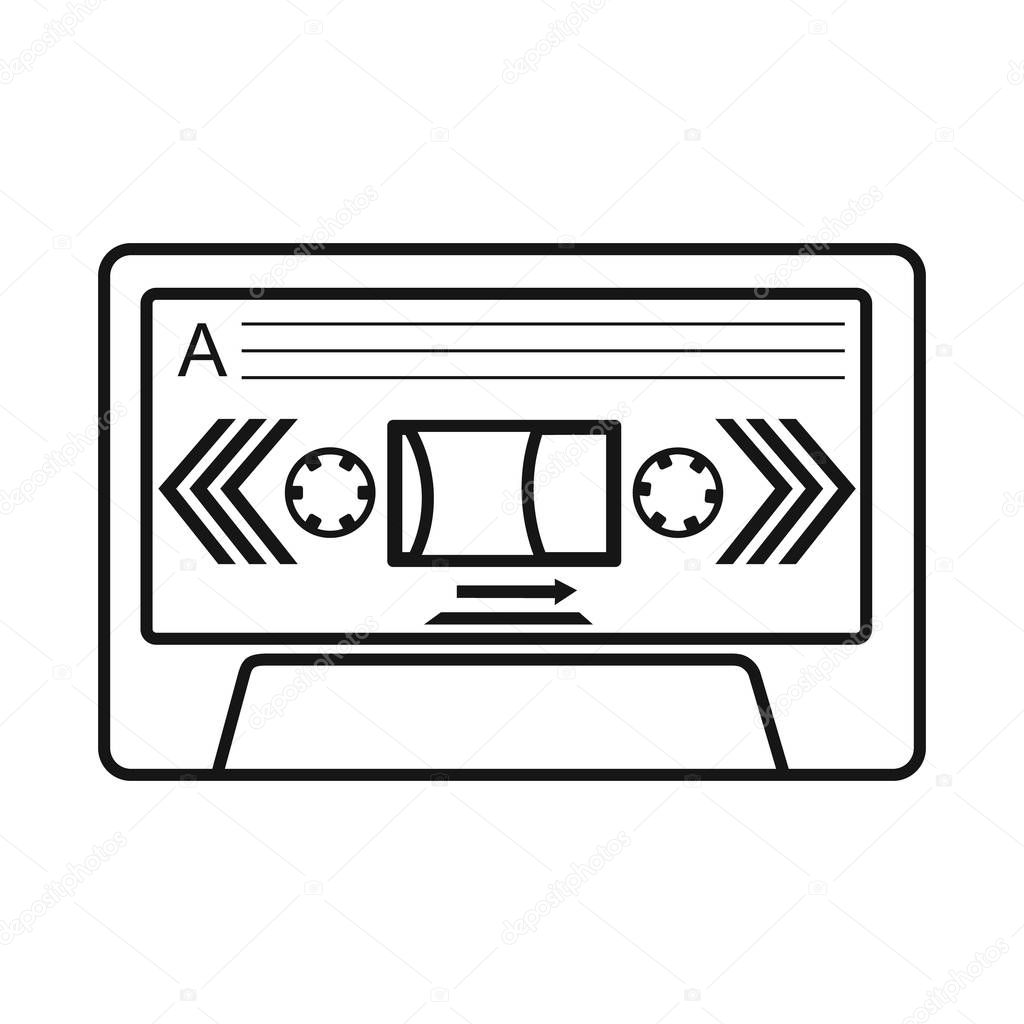 Isolated object of cassette and tape sign. Graphic of cassette and reel stock vector illustration.