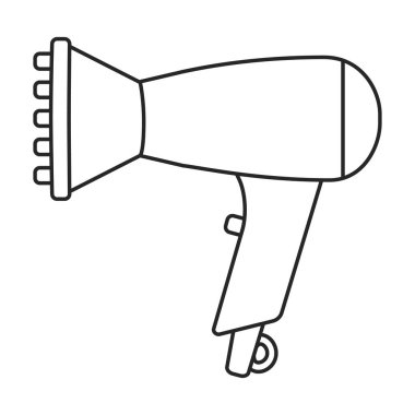 Saç kurutma vektörü simgesi. Taslak, çizgi vektör simgesi beyaz arka plan saç kurutma makinesinde izole edildi .