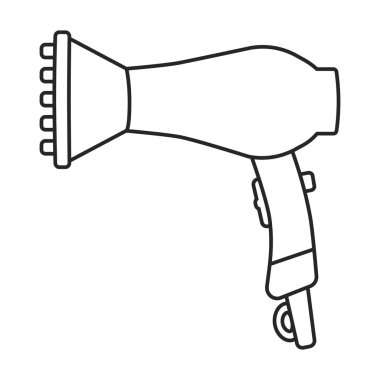 Saç kurutma vektörü simgesi. Taslak, çizgi vektör simgesi beyaz arka plan saç kurutma makinesinde izole edildi .