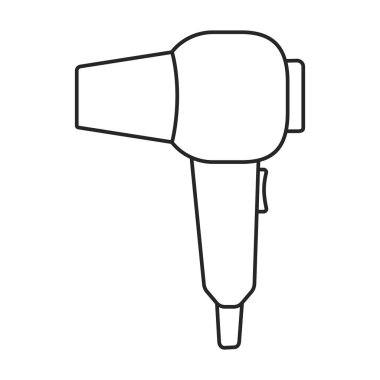 Saç kurutma vektörü simgesi. Taslak, çizgi vektör simgesi beyaz arka plan saç kurutma makinesinde izole edildi .