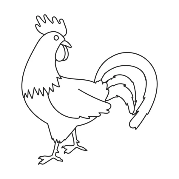 Gallo de animal vector icon.Outline, línea vector icono aislado sobre fondo blanco polla de animal . — Archivo Imágenes Vectoriales