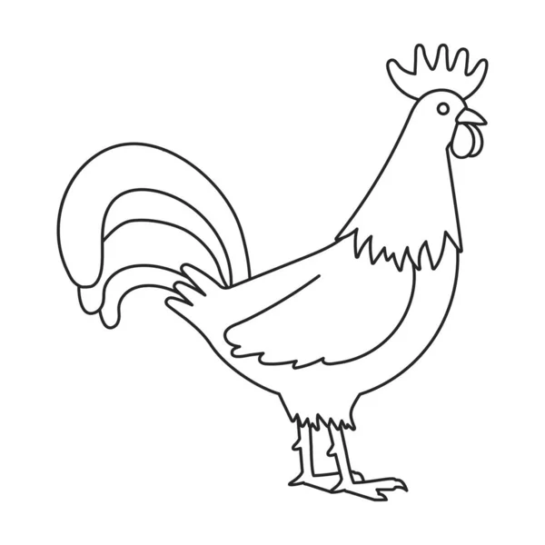 Gallo de animal vector icon.Outline, línea vector icono aislado sobre fondo blanco polla de animal . — Vector de stock