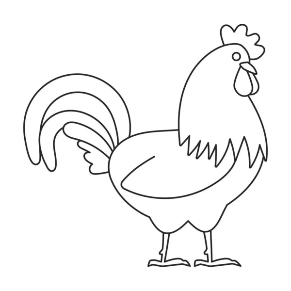 Gallo de animal vector icon.Outline, línea vector icono aislado sobre fondo blanco polla de animal . — Vector de stock