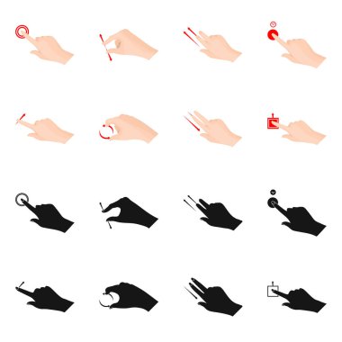 Dokunmatik ve el simge vektör Illustration. Dokunmatik ekran ayarla ve stok vektör çizim değmek.