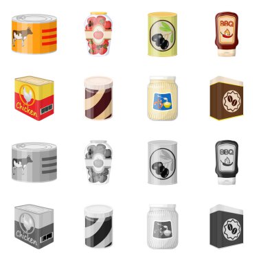 Can ve gıda logosu yalıtılmış nesne. Can ve paket hisse senedi simgesi için web topluluğu.