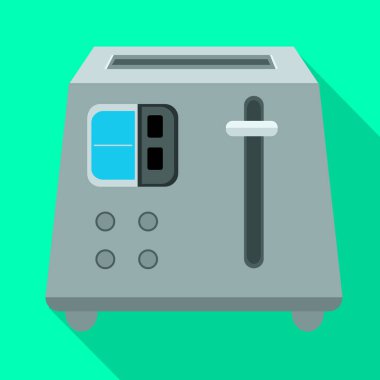 İzole edilmiş tost makinesi ve alet ikonu. Tost makinesinin web elementi ve ağ için mutfak sembolü.