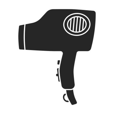 Saç kurutma makinesi ikonu. Siyah, basit vektör simgesi beyaz arka plan saç kurutma makinesinde izole edilmiş. .