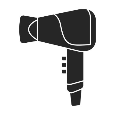 Saç kurutma makinesi ikonu. Siyah, basit vektör simgesi beyaz arka plan saç kurutma makinesinde izole edilmiş. .