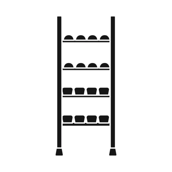 Design vettoriale di rack e simbolo del pane. Set di icone vettoriali rack e mobili per magazzino . — Vettoriale Stock