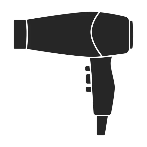 Sèche-cheveux icône vectorielle.Noir, icône vectorielle simple isolé sur fond blanc sèche-cheveux  . — Image vectorielle