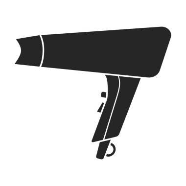 Saç kurutma makinesi ikonu. Siyah, basit vektör simgesi beyaz arka plan saç kurutma makinesinde izole edilmiş. .