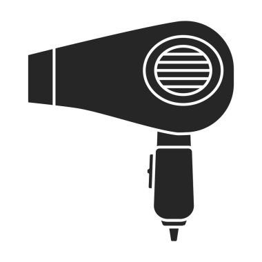 Saç kurutma makinesi ikonu. Siyah, basit vektör simgesi beyaz arka plan saç kurutma makinesinde izole edilmiş. .