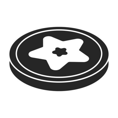 Bisküvi kurabiye vektör simgesi. Siyah, basit vektör simgesi beyaz arka plan bisküvisi üzerinde izole edilmiş..