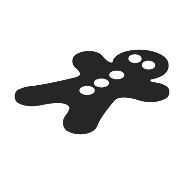 Noel kurabiyesi ikonu. Beyaz arka planda izole edilmiş siyah, basit vektör simgesi. .