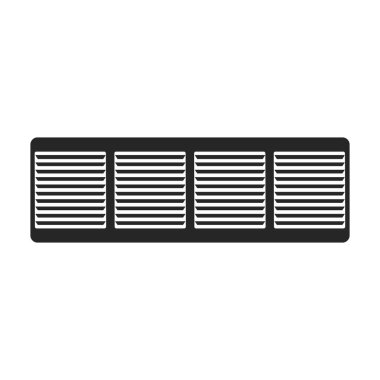 Havalandırma ızgara vektör simgesi. Siyah, basit vektör simgesi beyaz arka plan havalandırma ızgarasında izole edildi.