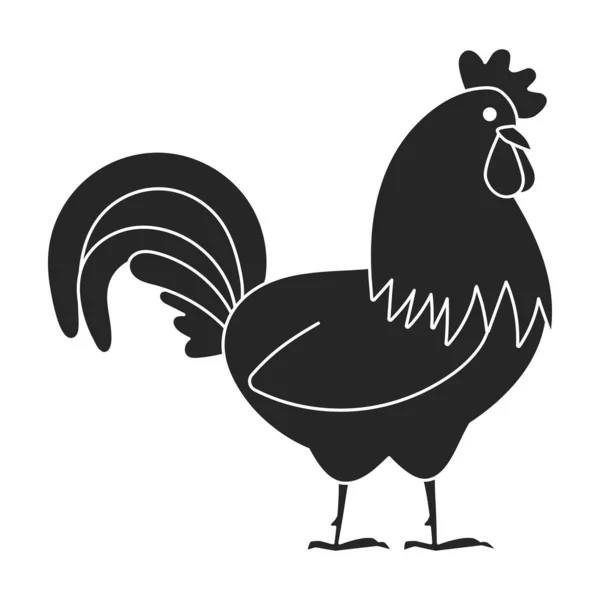 动物传病媒介图标.黑色,简单的传病媒介图标,孤立在动物的白色背景公鸡上. — 图库矢量图片