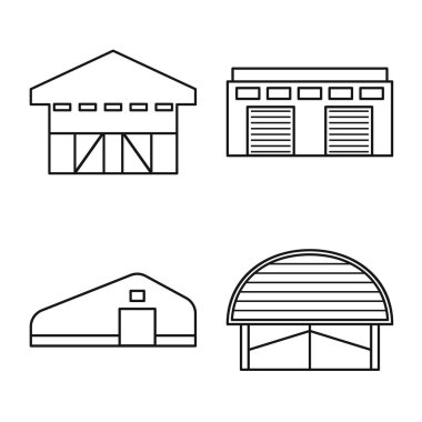 İnşaatın ve tarım işaretinin vektör çizimi. İnşa ve ahır vektör illüstrasyonu koleksiyonu.