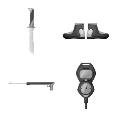 Şnorkelle dalış ve spor logosunun temsili. Ağ için şnorkelleme ve dalış sembolleri koleksiyonu.