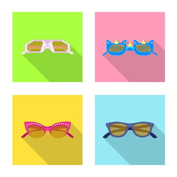 メガネやサングラスのアイコンのベクトルイラスト。メガネとアクセサリーのストックベクトルイラストのセット. — ストックベクタ