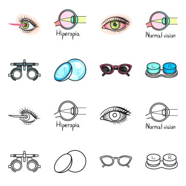 Optometri ve tıp sembolünün izole edilmiş bir nesnesi. Ağ için optometri ve tanısal hisse senedi koleksiyonu.