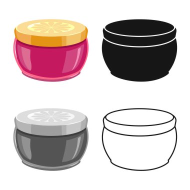 Güneş kremi ve konteyner logosunun vektör tasarımı. Güneş kremi ve krem stok vektör illüstrasyonunun web ögesi.