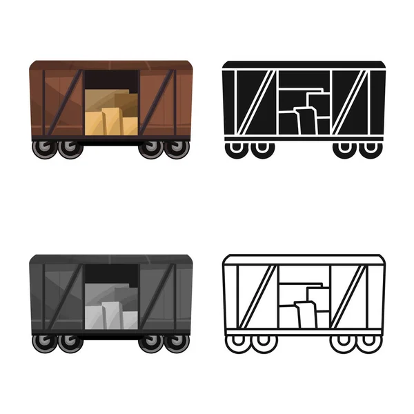 Vektor-Design von Waggon und Fracht-Symbol. Grafik der Vektor-Illustration von Waggon und Kastenwagen. — Stockvektor