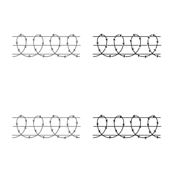铁丝网和铁丝网标识的矢量设计.存储用铁丝网和栅栏矢量图标的Web元素. — 图库矢量图片