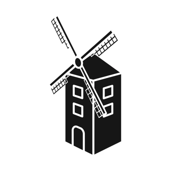 碾磨小麦标志的矢量设计.Set of mill and windmill vector icon for stock. — 图库矢量图片